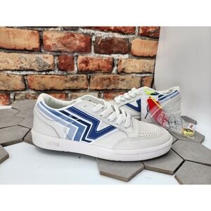 Men's Vans Penn Lowland Blanc De Blanc Navy‎ White Leather Sneakers Size 7